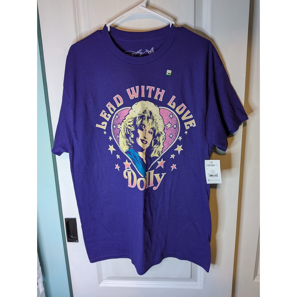 Dolly Parton Lead With Love Purple Graphic T-Shirt Large L NWT